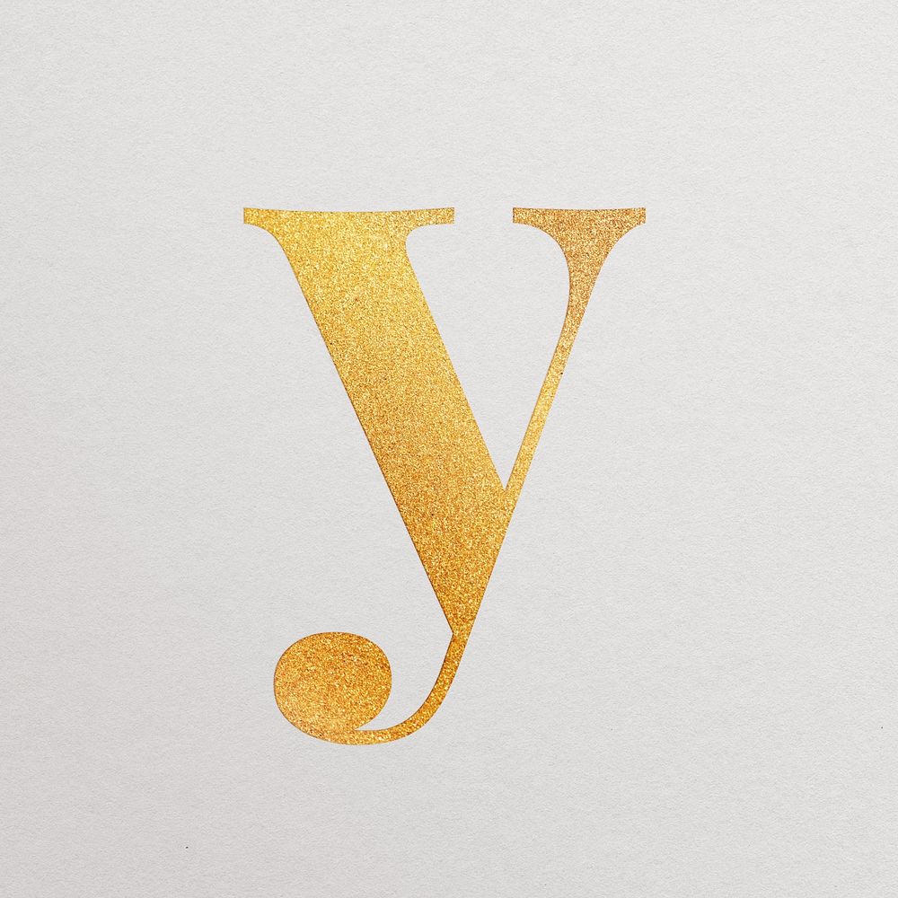 Letter y gold foil alphabet illustration