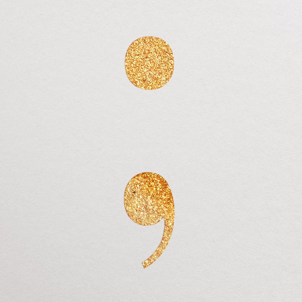 Semicolon sign gold foil symbol illustration