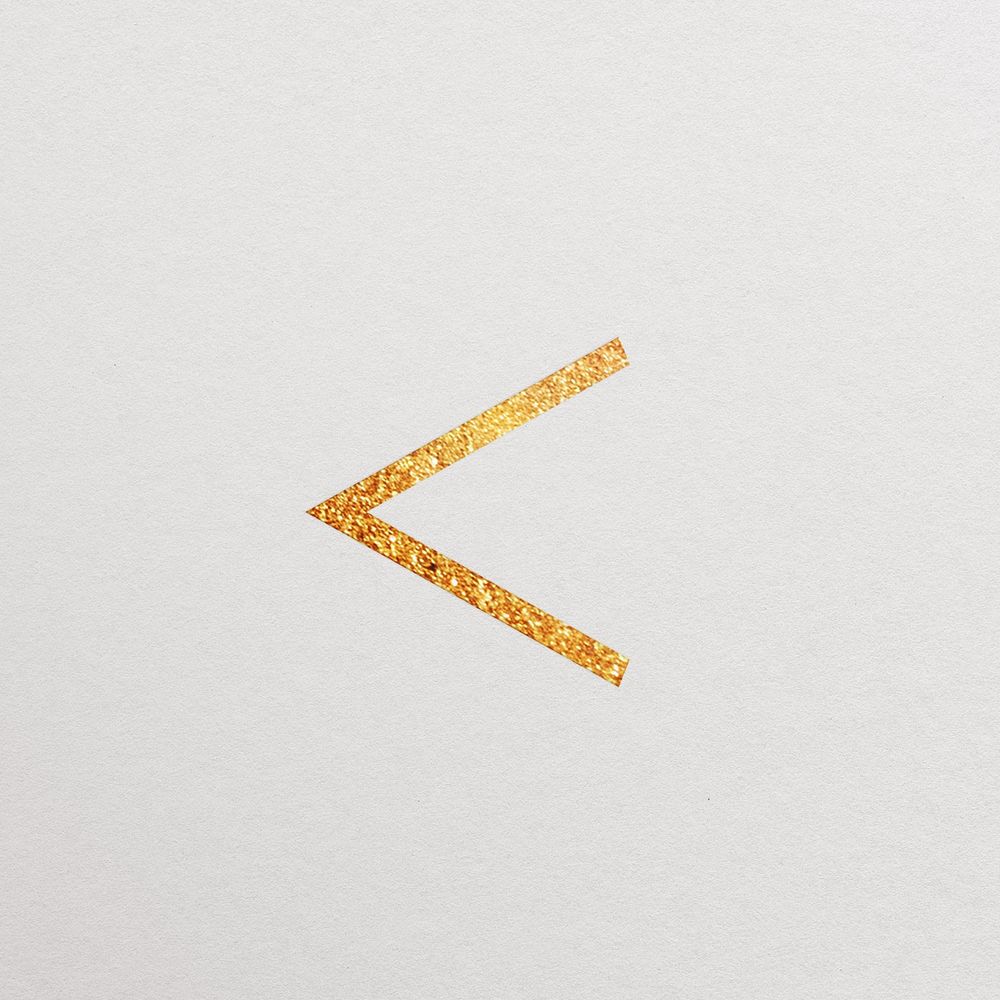 Less than sign gold foil symbol illustration