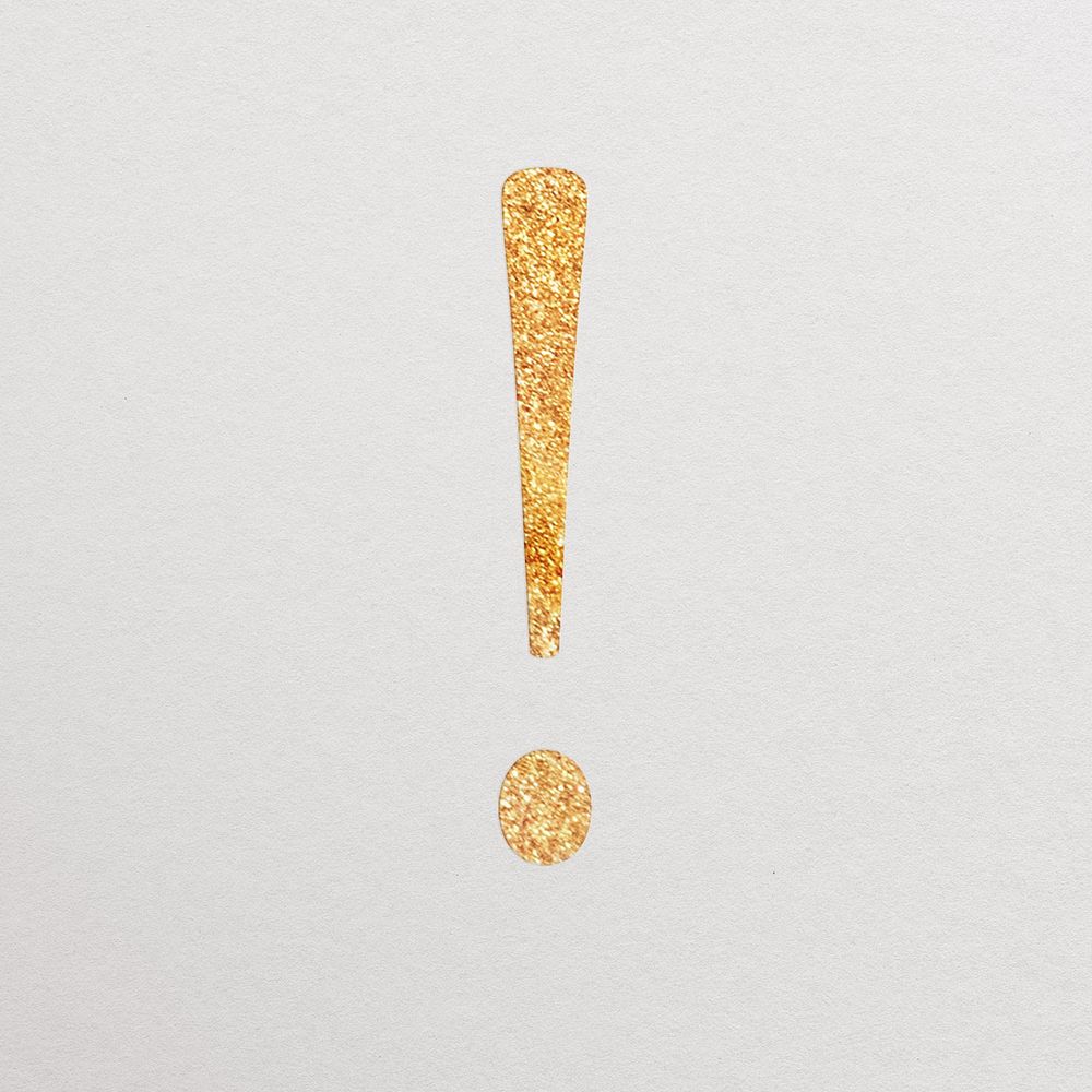 Exclamation mark sign gold foil symbol illustration
