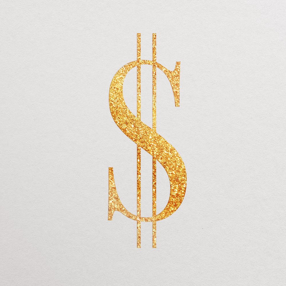 Dollar sign gold foil symbol illustration