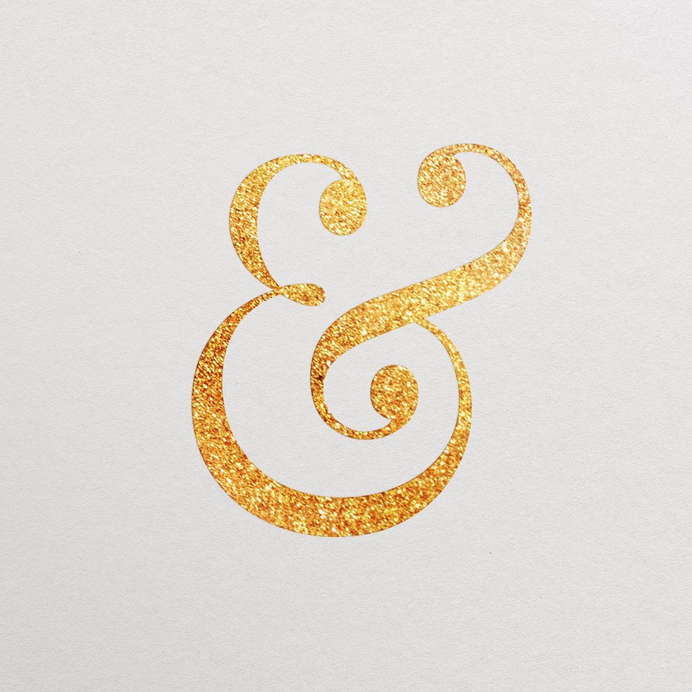 Ampersand sign gold foil symbol illustration