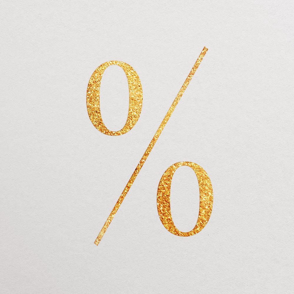 Percentage sign gold foil symbol illustration