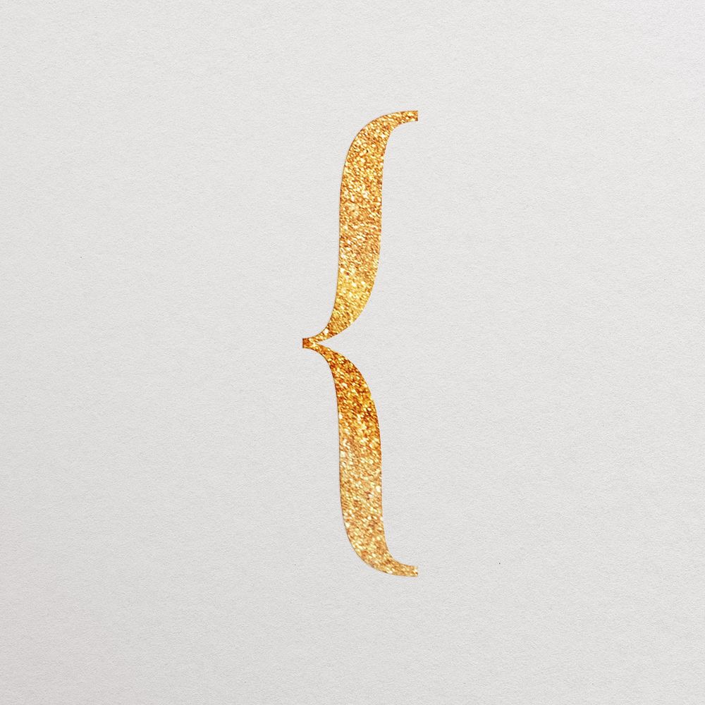 Curly bracket sign gold foil symbol illustration