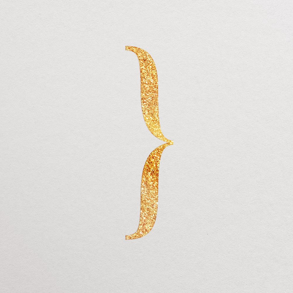 Curly bracket sign gold foil symbol illustration