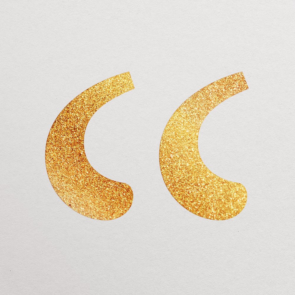 Quotation mark sign gold foil symbol illustration