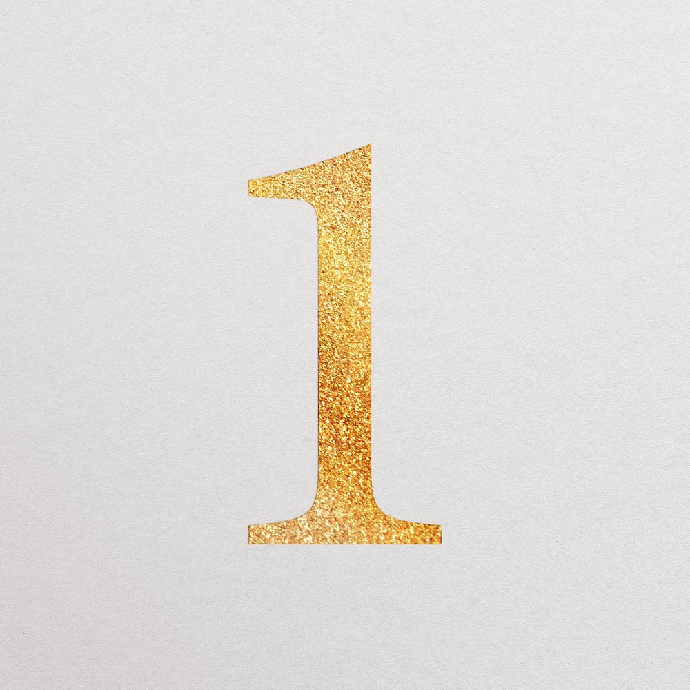Number  gold foil alphabet illustration