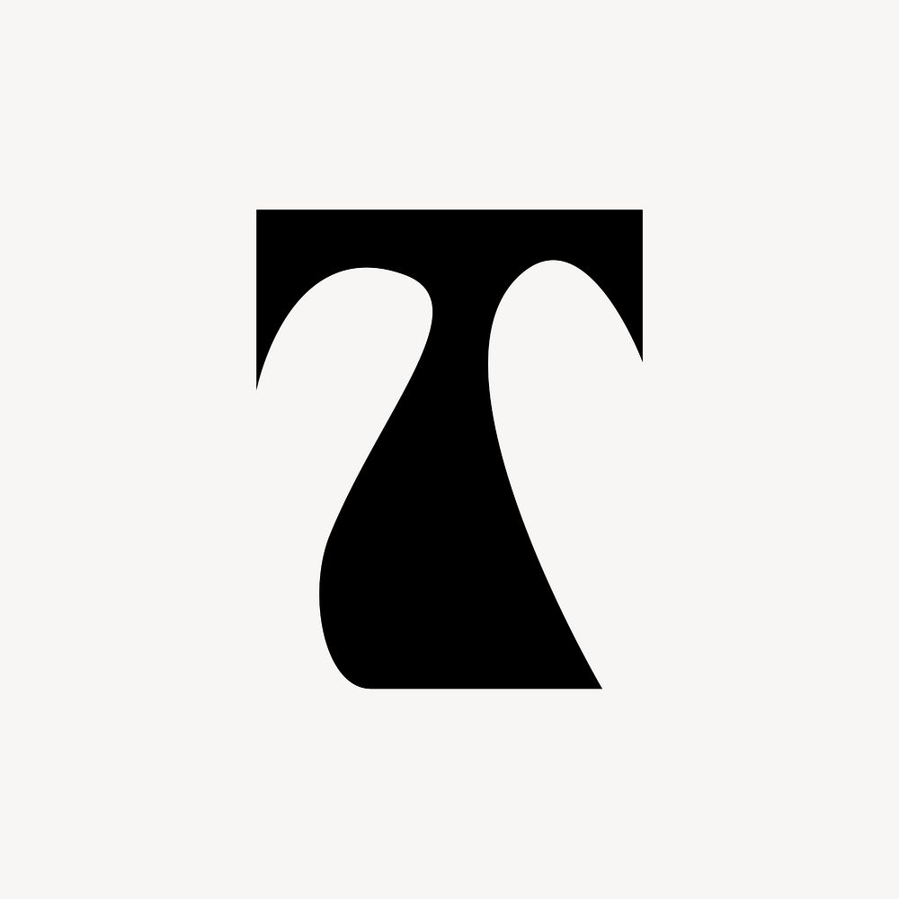 Letter T in retro psychedelic alphabet illustration