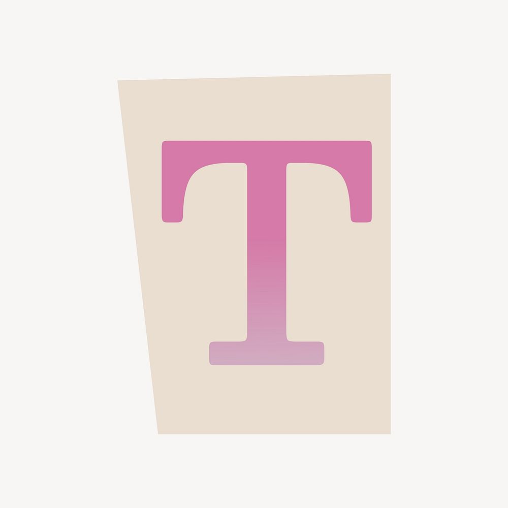 Letter T in papercut alphabet illustration