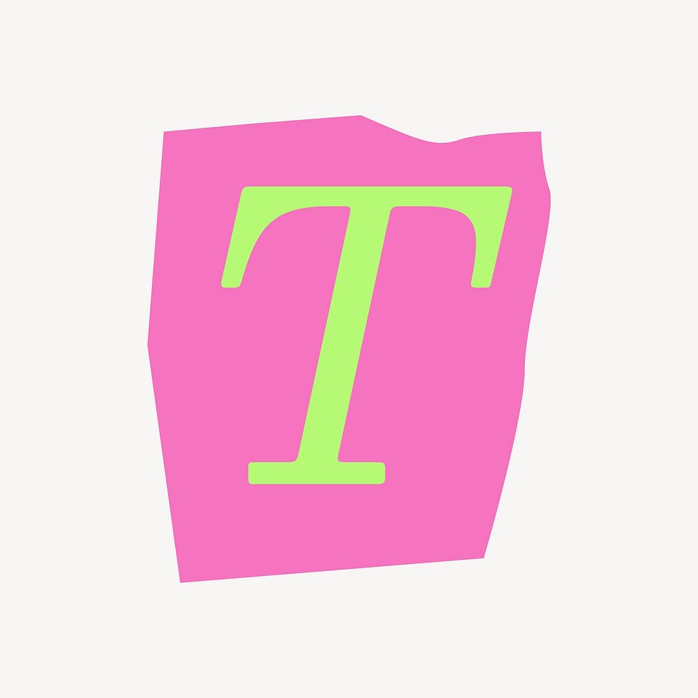 Letter T in papercut alphabet illustration