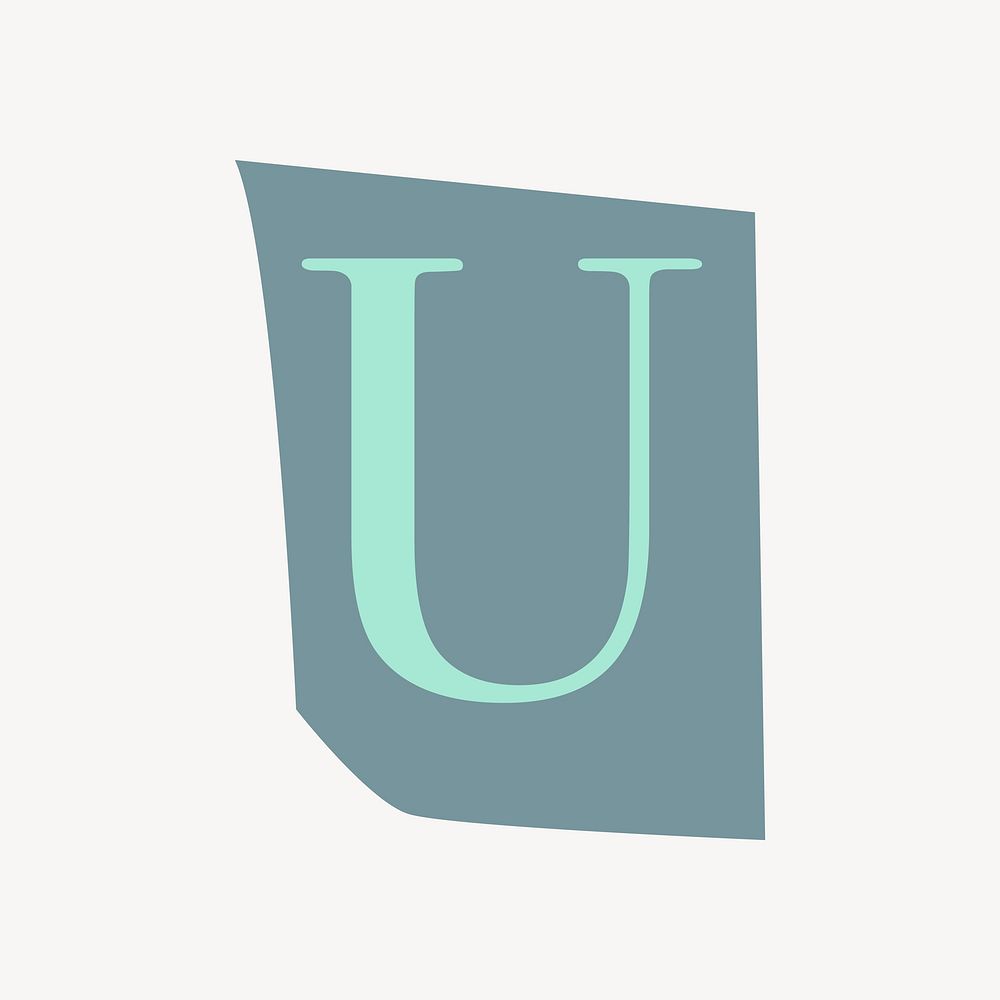 Letter U in papercut alphabet illustration