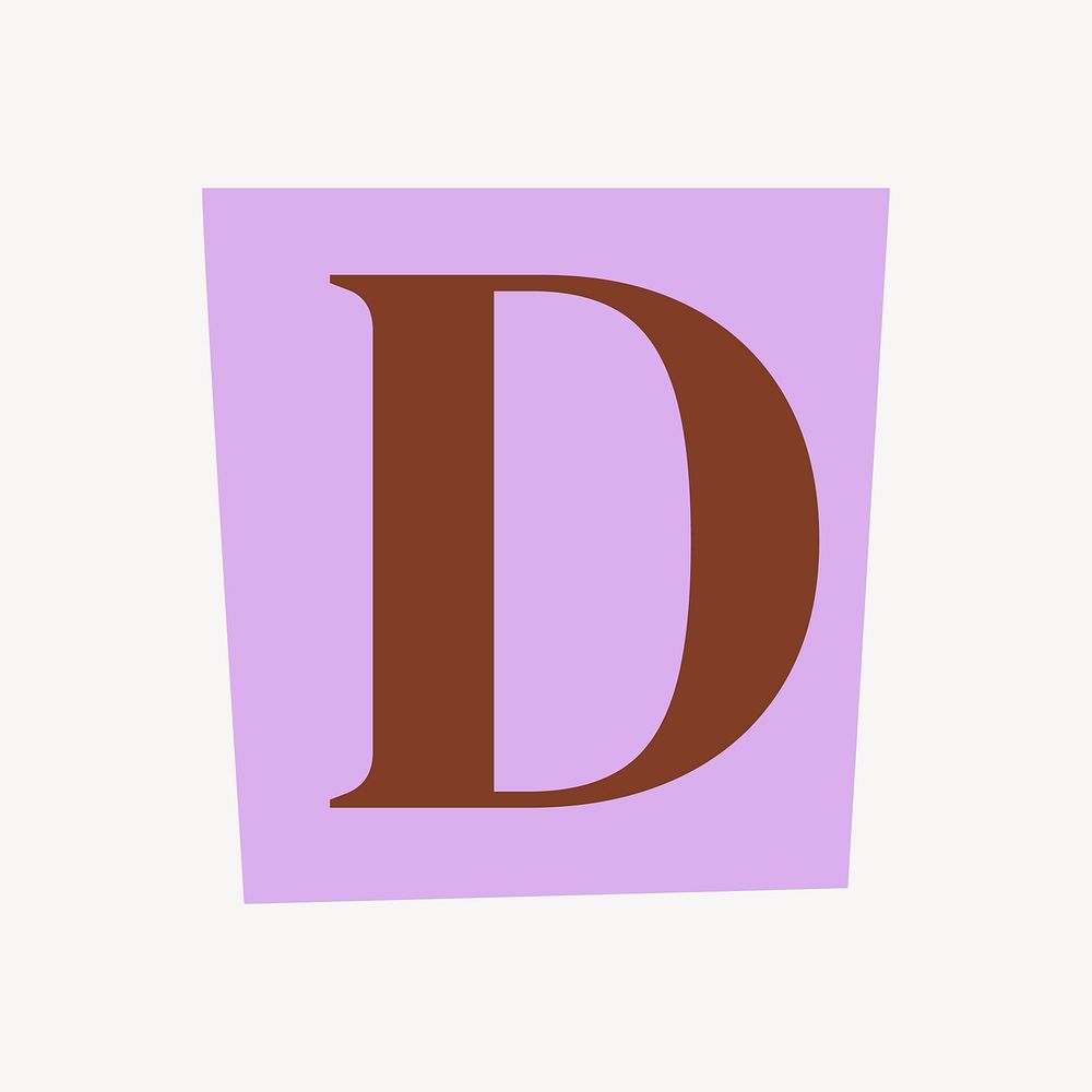 Letter D in papercut alphabet illustration