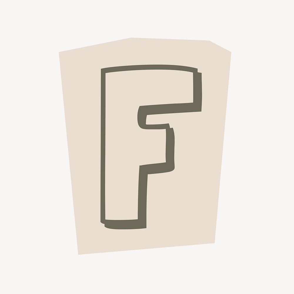 Letter F in papercut alphabet illustration