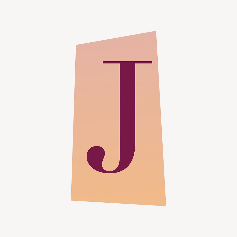 Letter J in papercut alphabet illustration