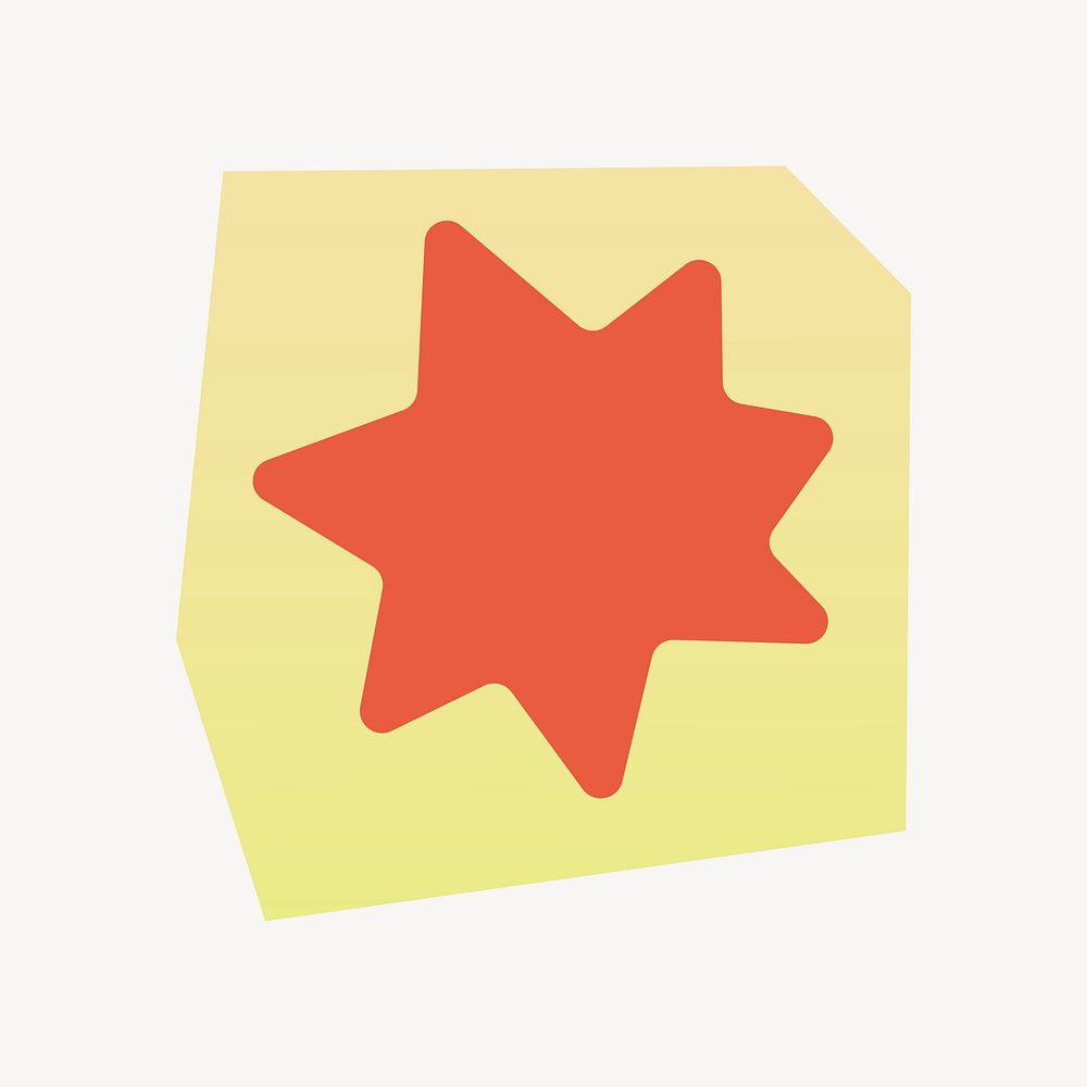 Red star badge shape in papercut illustration