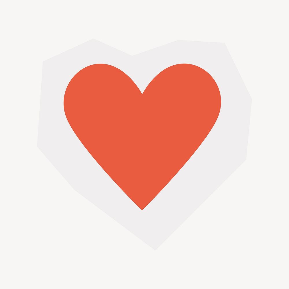 Orange heart shape in papercut illustration