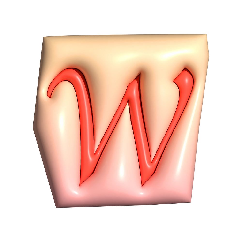 Letter W in 3D alphabets illustration