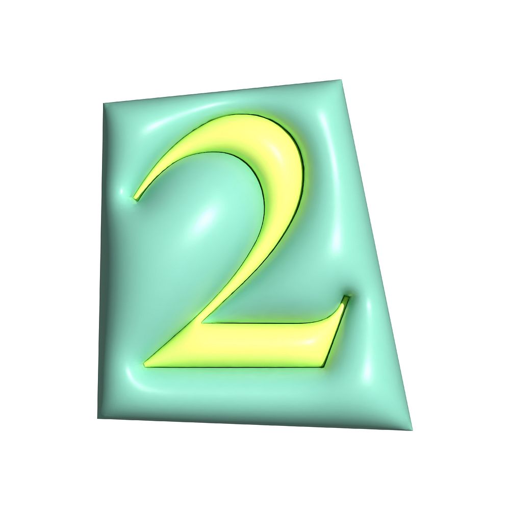 Number 2 in  3D alphabets illustration