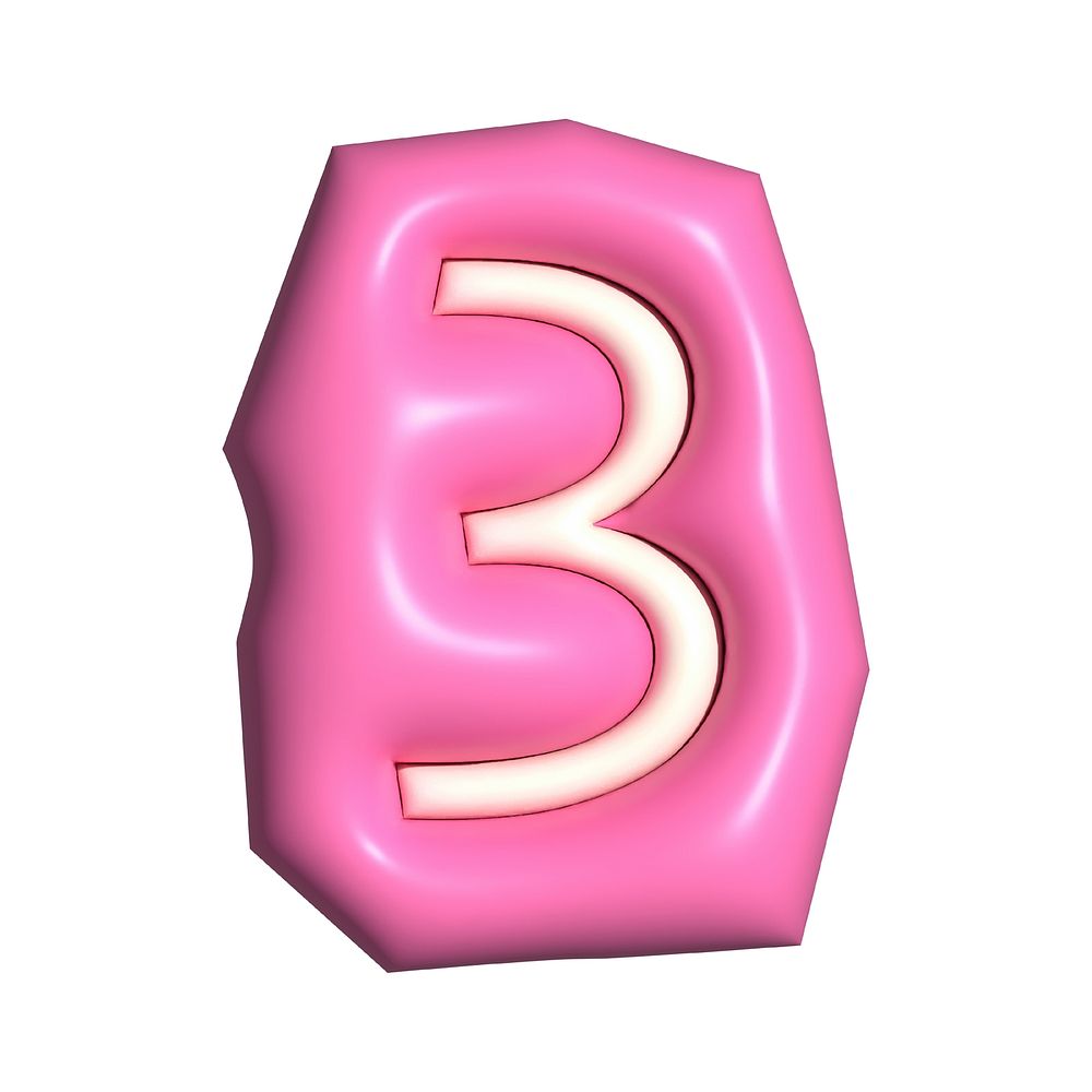 Number 3 in  3D alphabets illustration
