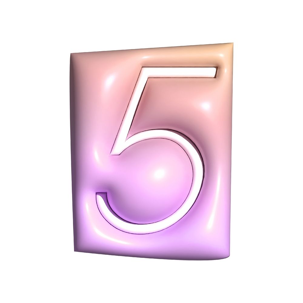 Number 5 in  3D alphabets illustration