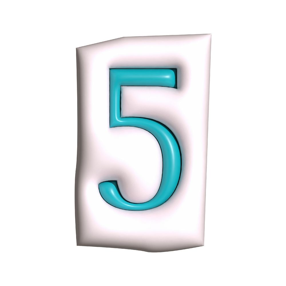 Number 5 in  3D alphabets illustration