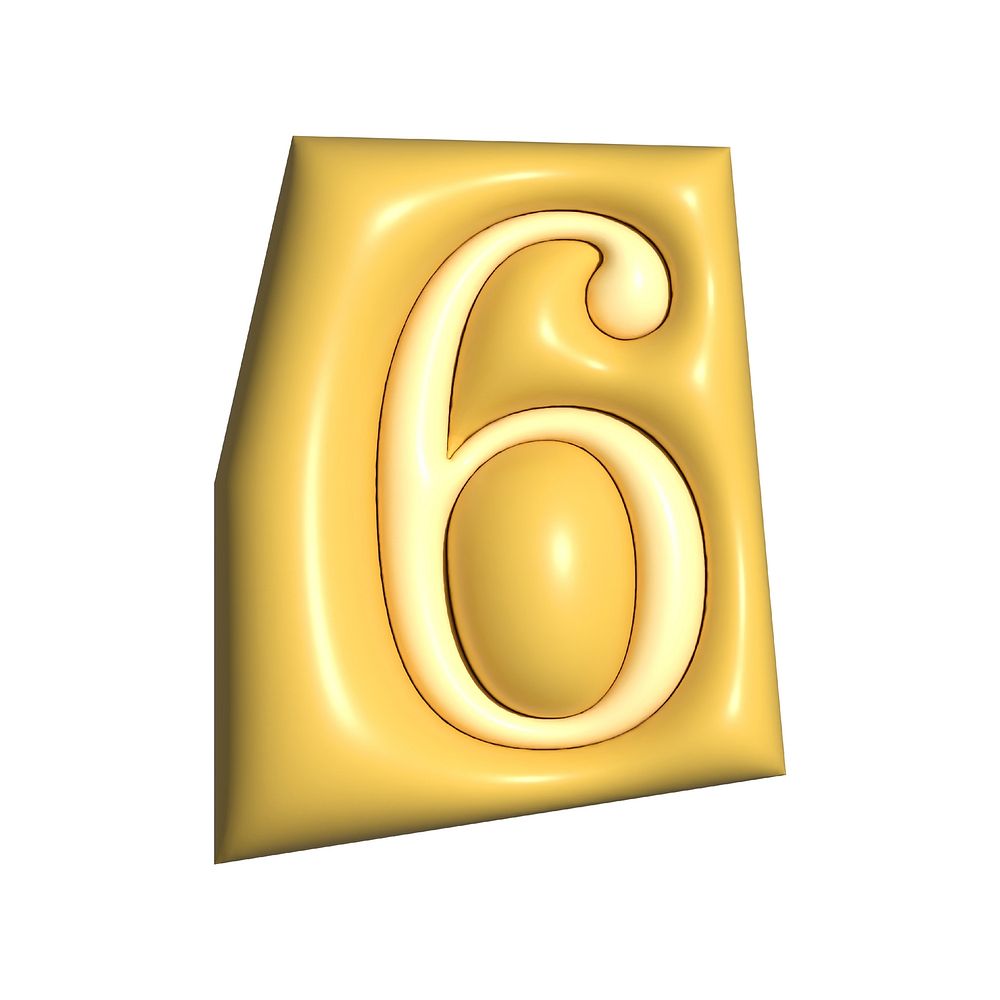 Number 6 in  3D alphabets illustration