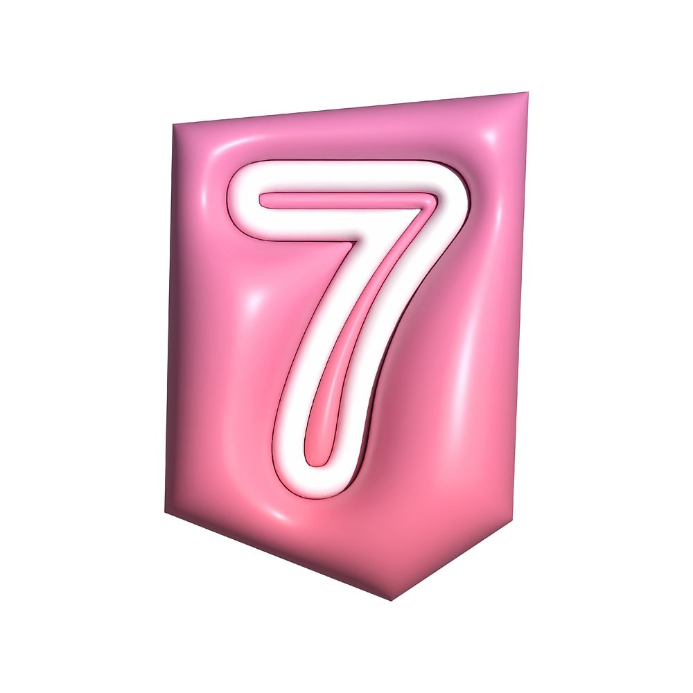 Number 7 in  3D alphabets illustration