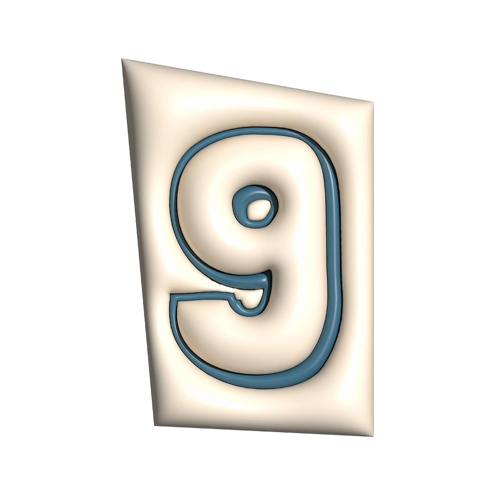 Number 9 in  3D alphabets illustration
