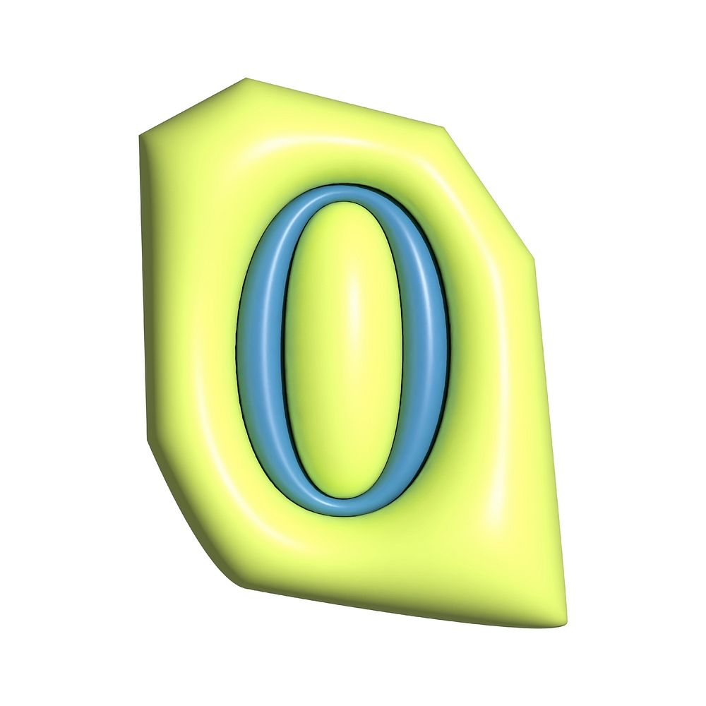 Number 0 in  3D alphabets illustration