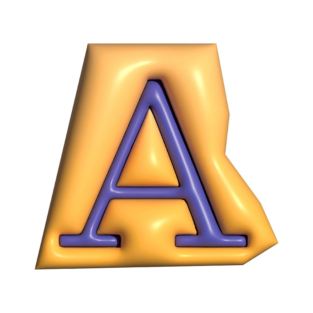 Letter A in 3D alphabets illustration