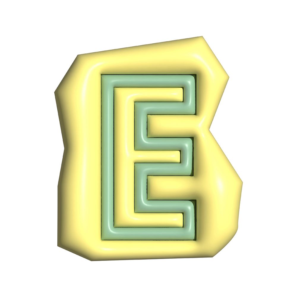 Letter E in 3D alphabets illustration