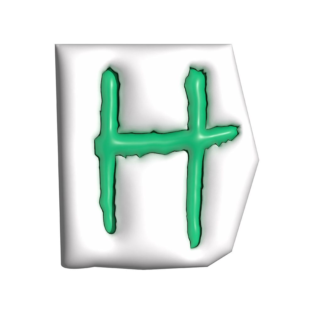 Letter H in 3D alphabets illustration