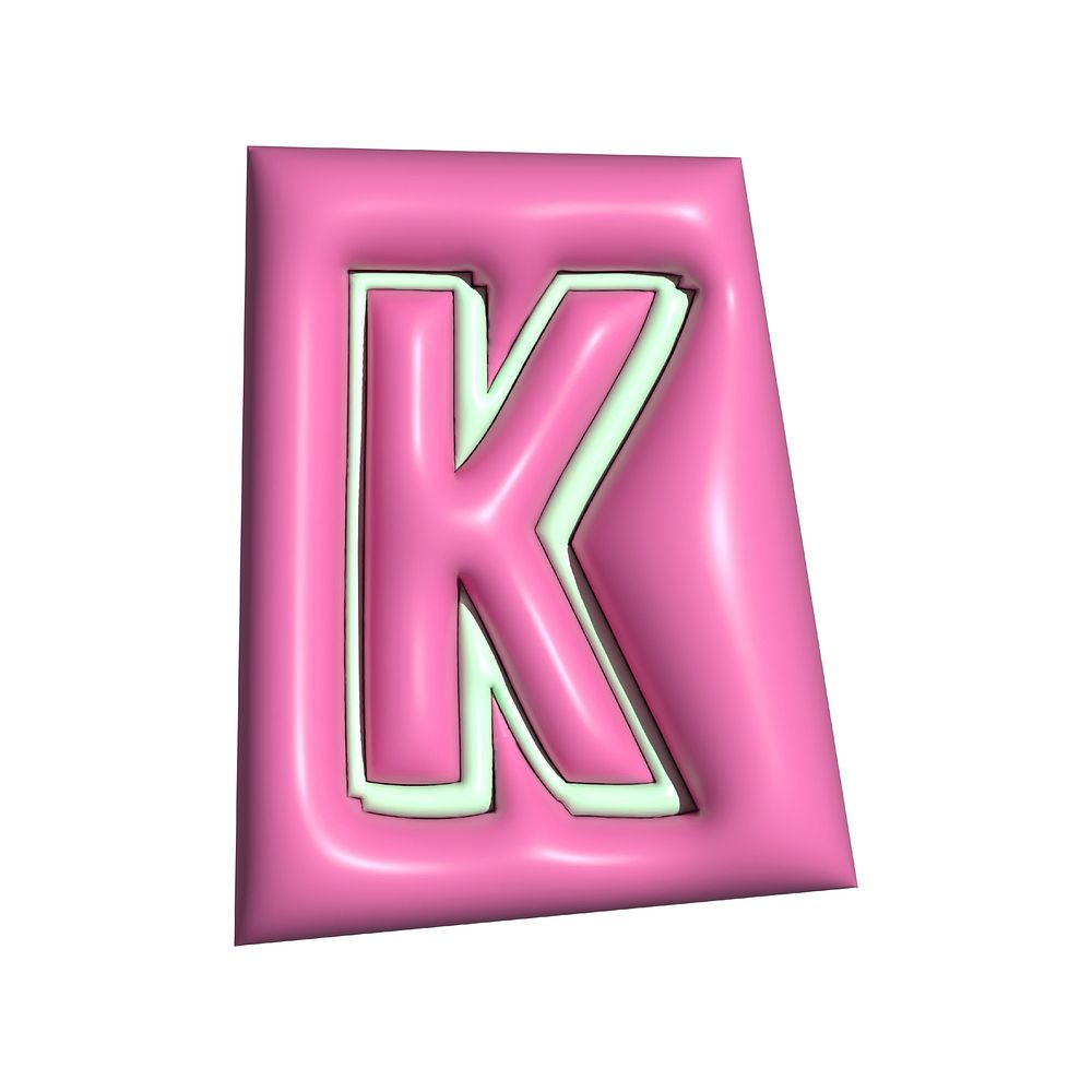 Letter K in 3D alphabets illustration