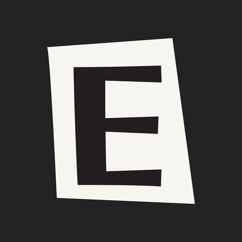 Letter E in black&white papercut alphabet illustration