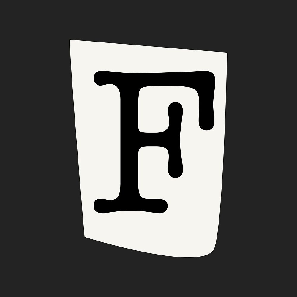 Letter F in black&white papercut alphabet illustration