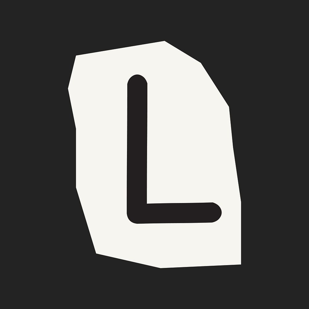 Letter L in black&white papercut alphabet illustration