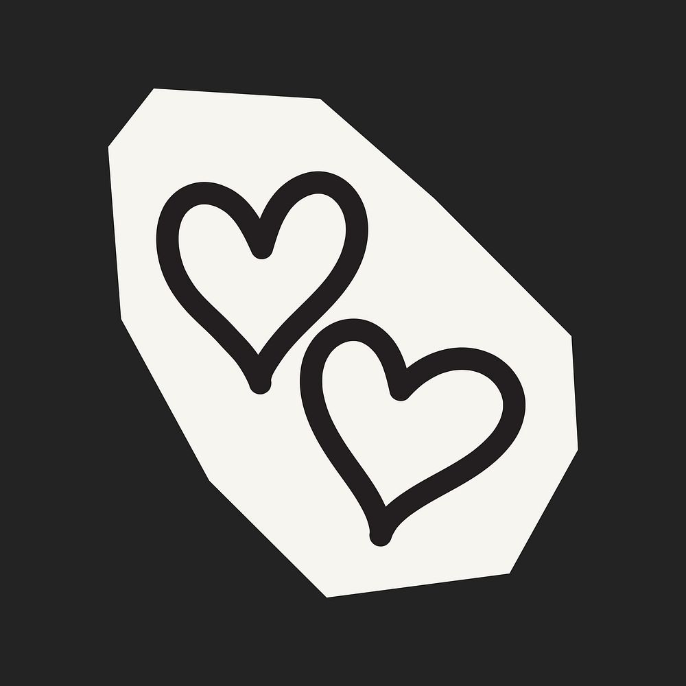 Hearts in black&white papercut illustration