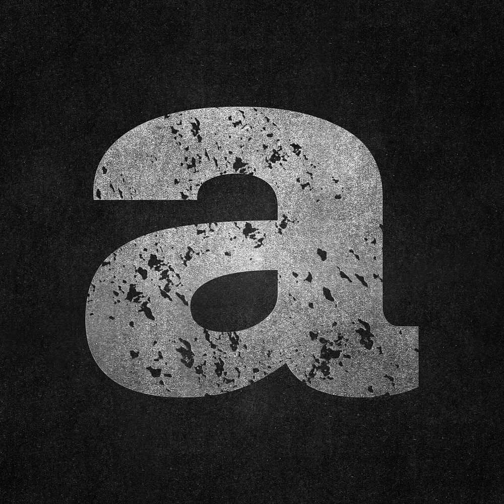 Letter a, gray grunge font illustration