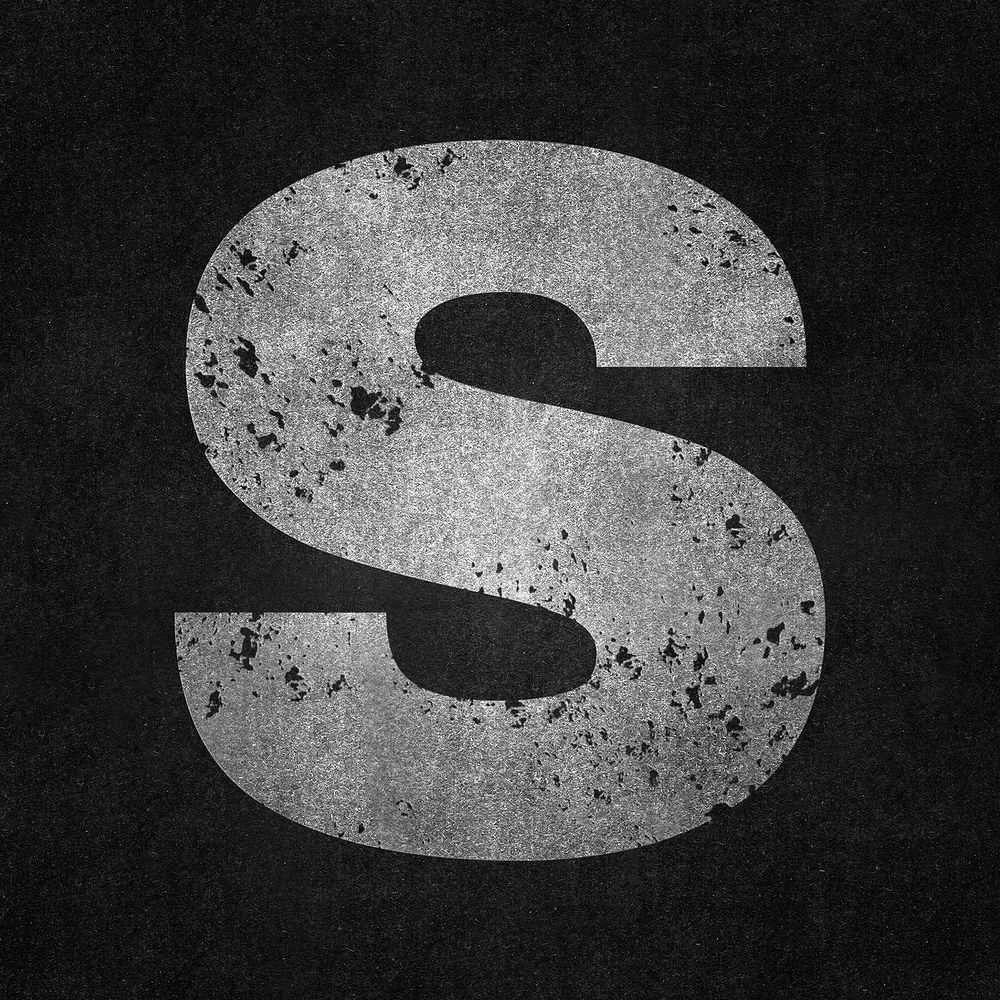 Letter S, gray grunge font illustration