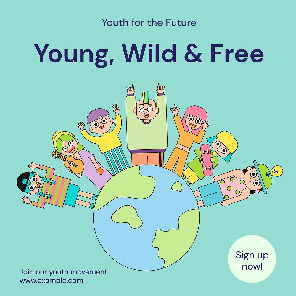 Young wild & free Instagram post template  