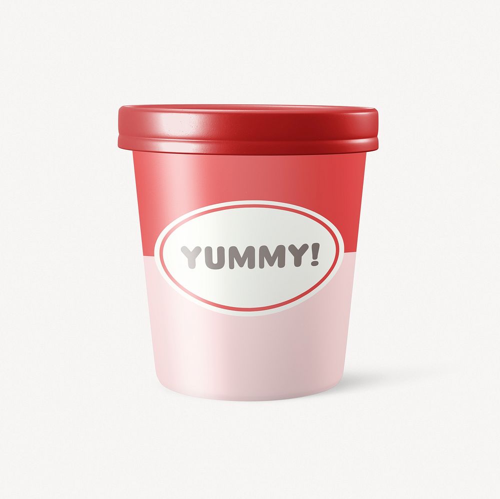 Ice cream container mockup, product packaging psd