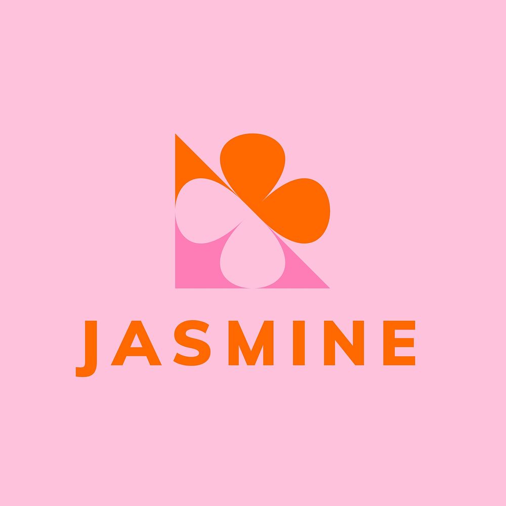 Jasmine leaf logo template, pink feminine design