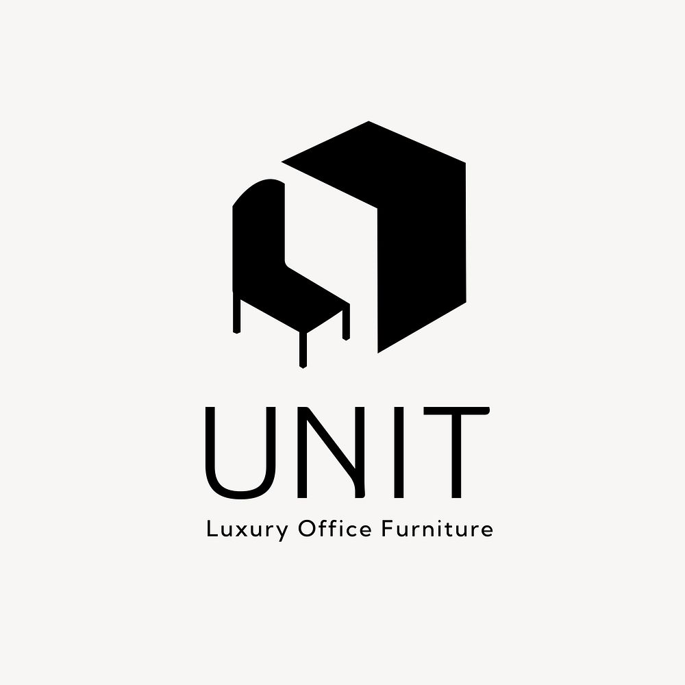 Interior business logo template, furniture illustration