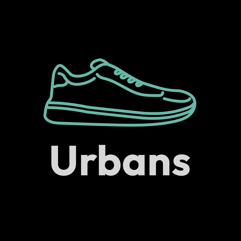 Retro sneakers logo template, urbans text