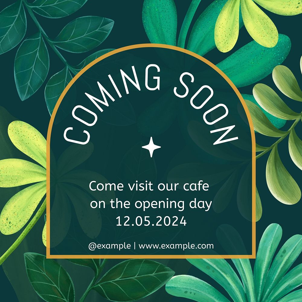 Coming soon Instagram ad template  hand-drawn nature