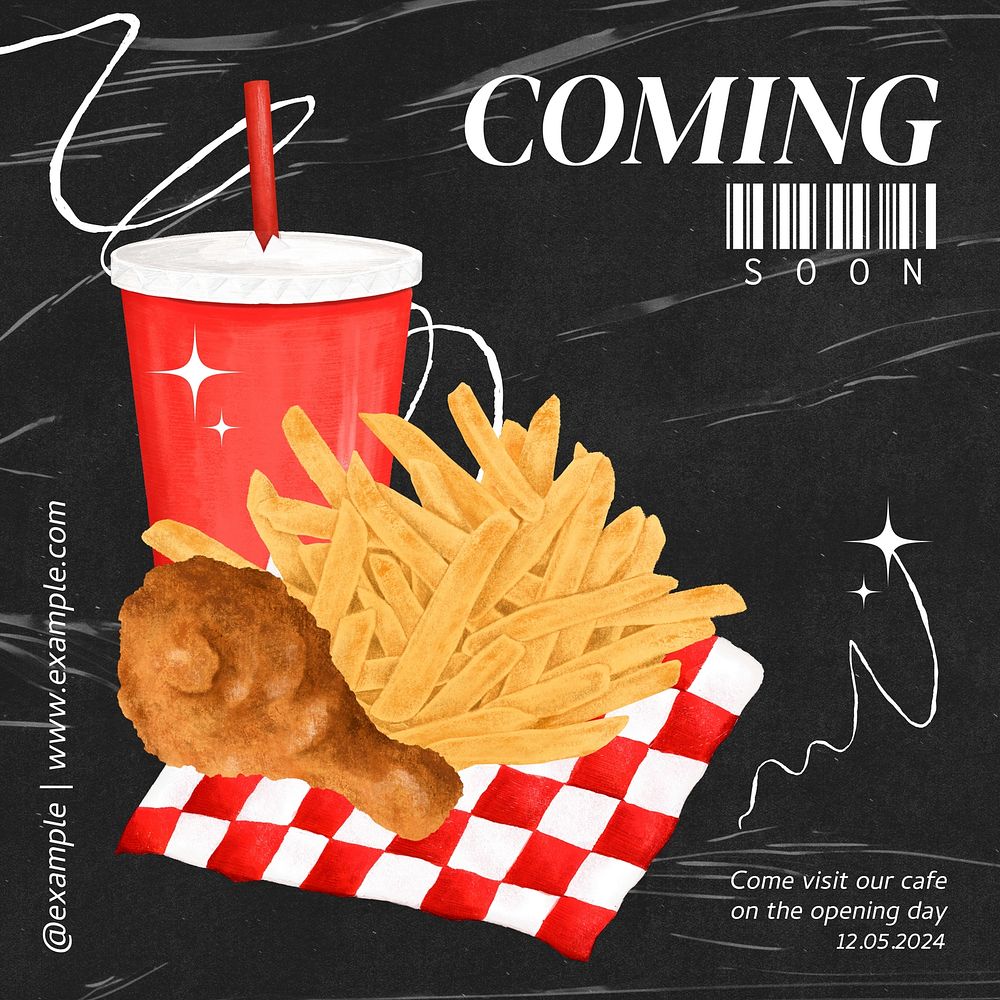 Fried chicken Instagram post template, editable design