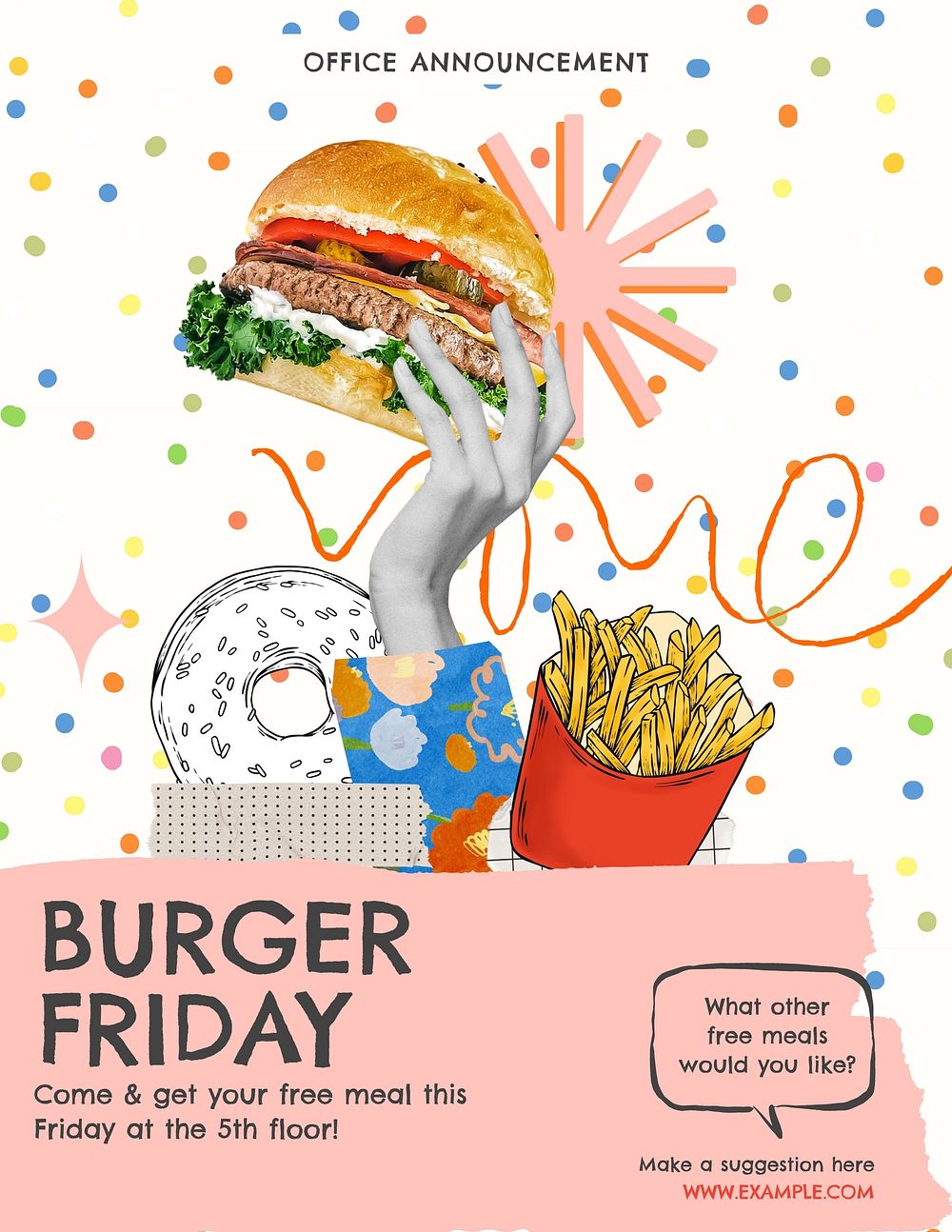 Free burger flyer template, editable collage remix