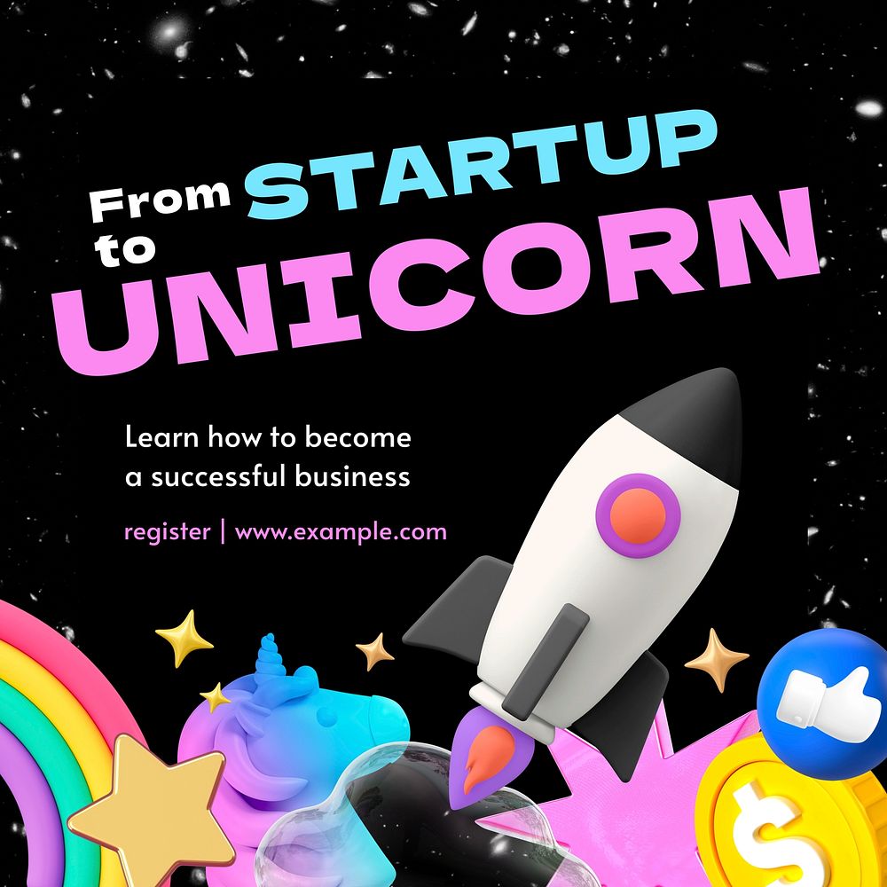 Startup unicorn Instagram post template  design