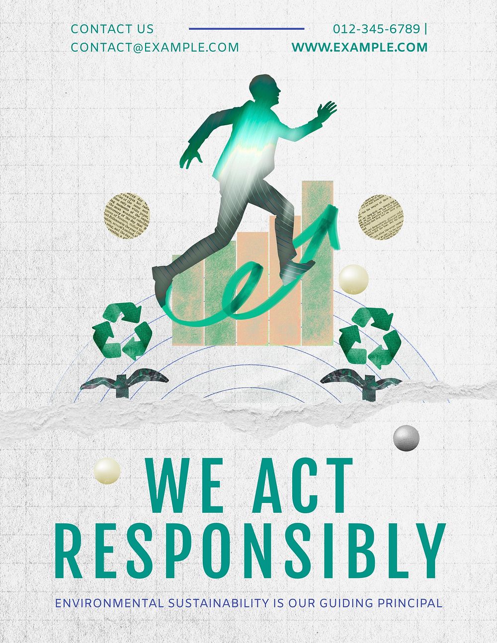 Corporate responsibility, editable flyer and brochure template 