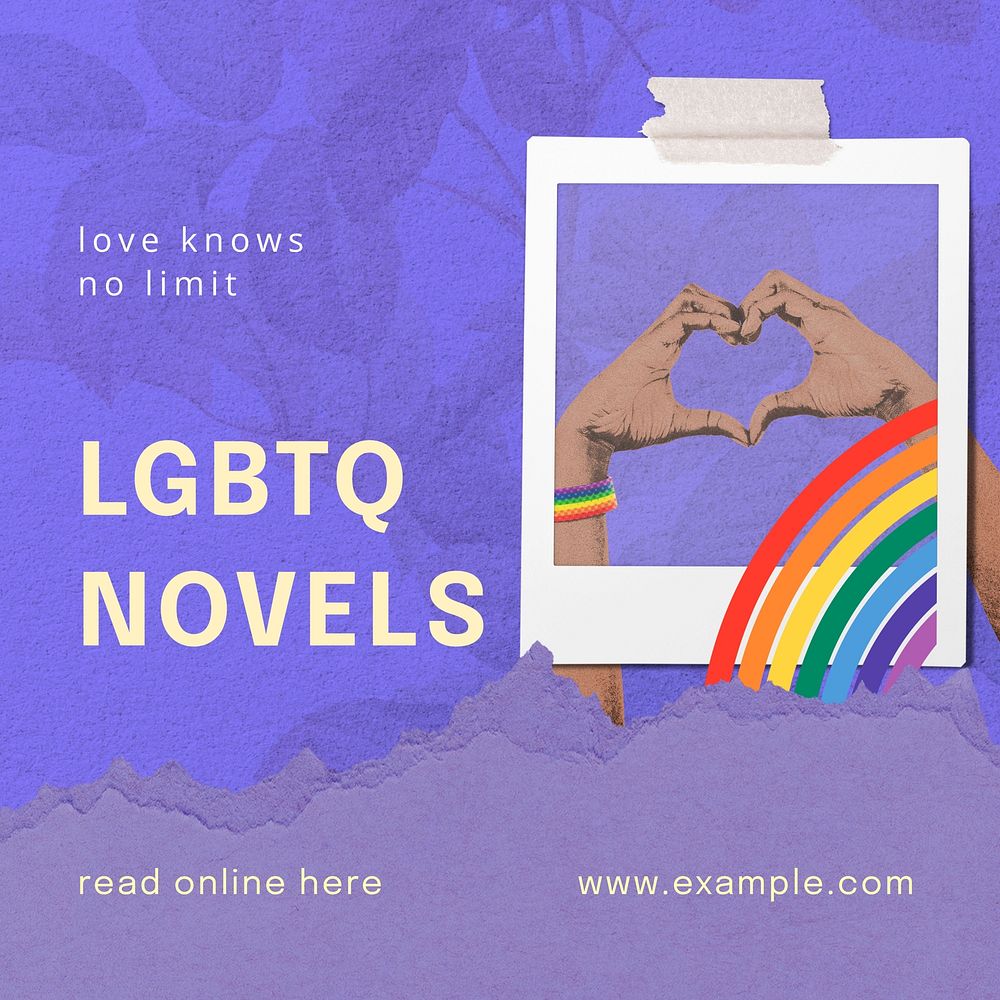 LGBTQ novels Instagram post template  design